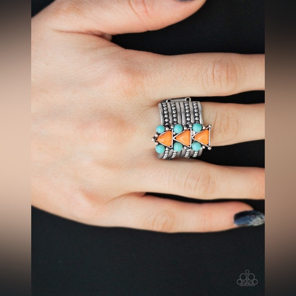 Turquoise, orange silver ring 🩵🧡 - Picture 2 of 2